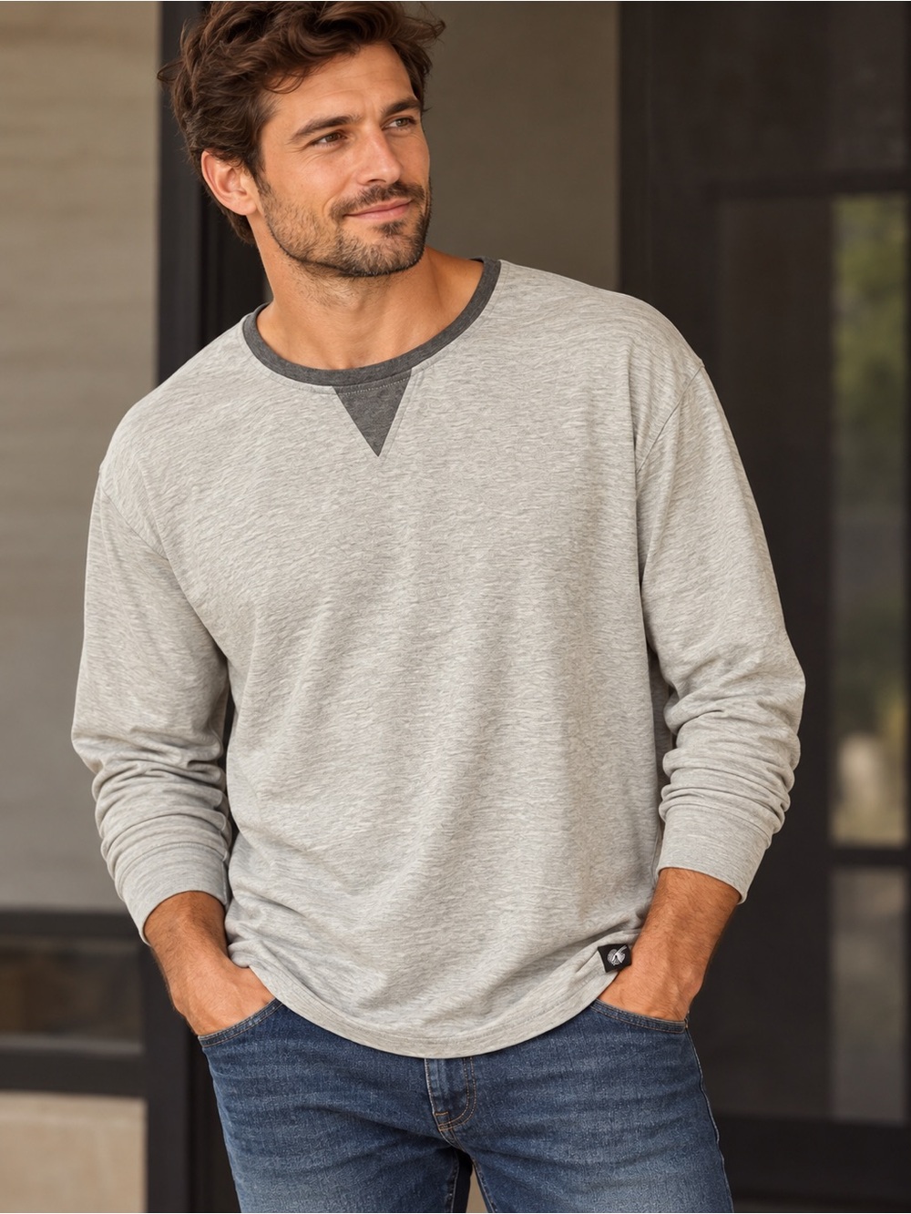 The White Company Qatar Airways Men’s L Gray Long Sleeve Lounge Shirt Exclusive